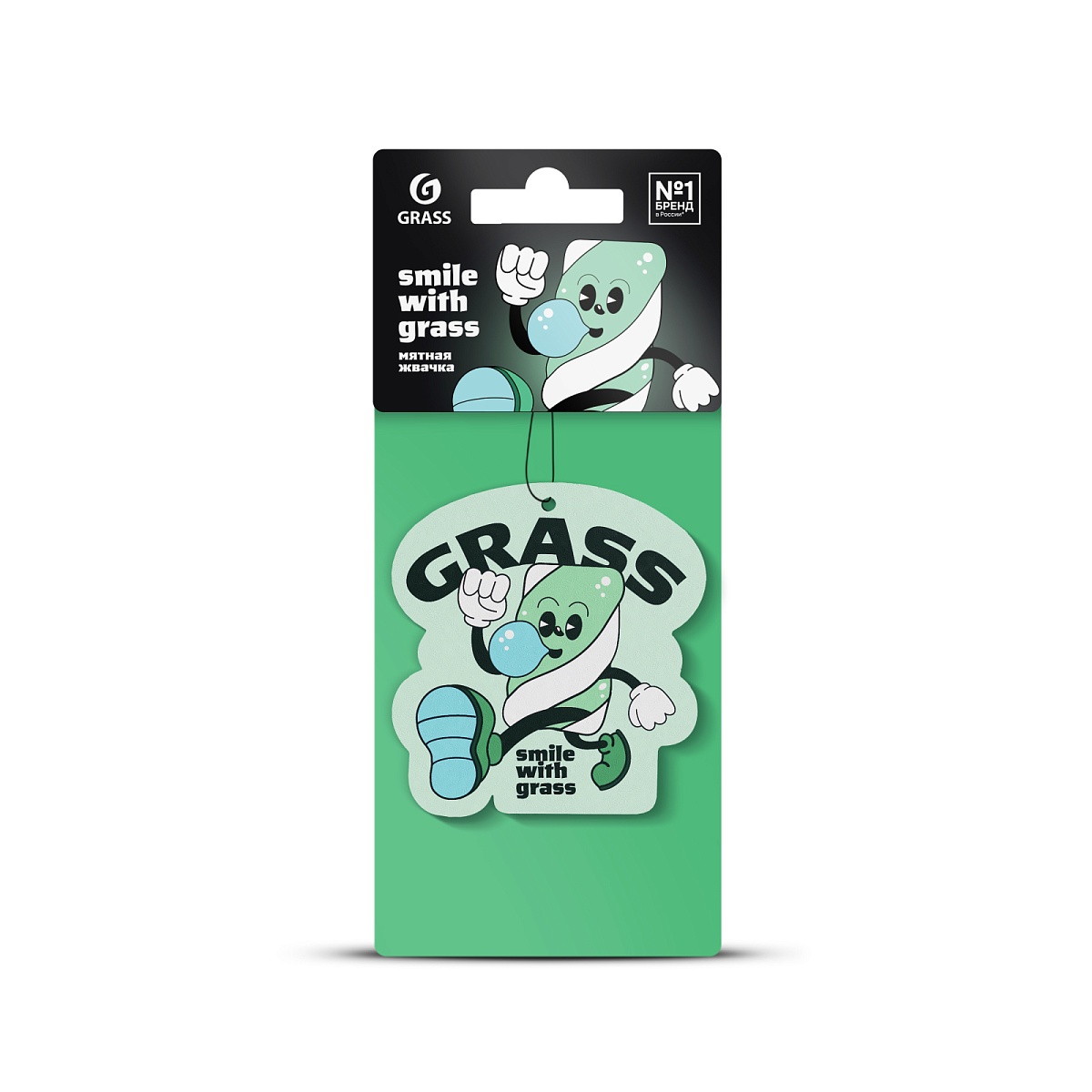 Ароматизатор воздуха картонный GRASS "Смайл" (мятная жвачка)